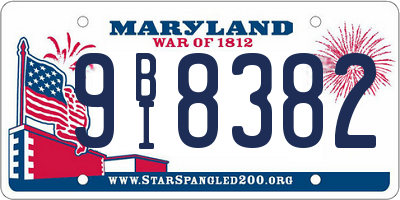 MD license plate 9BI8382