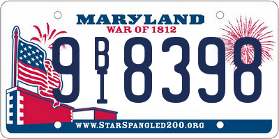 MD license plate 9BI8398