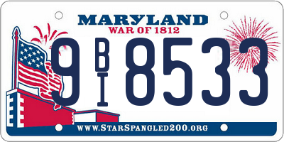 MD license plate 9BI8533