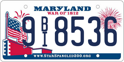 MD license plate 9BI8536