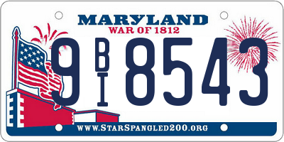 MD license plate 9BI8543