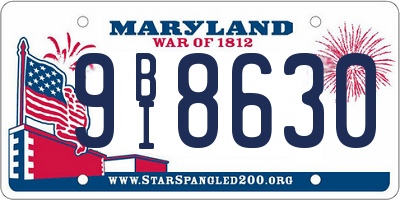 MD license plate 9BI8630