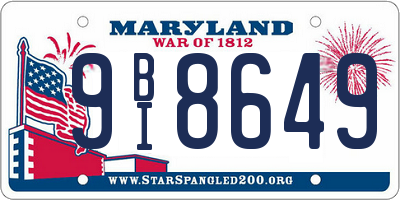 MD license plate 9BI8649