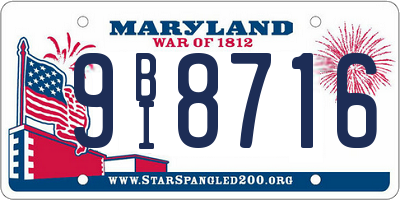 MD license plate 9BI8716