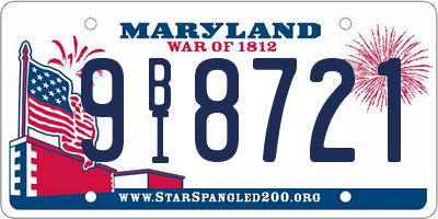 MD license plate 9BI8721
