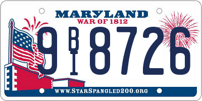 MD license plate 9BI8726
