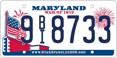 MD license plate 9BI8733