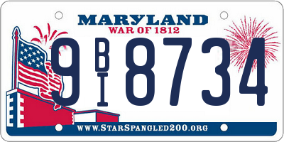 MD license plate 9BI8734