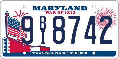 MD license plate 9BI8742