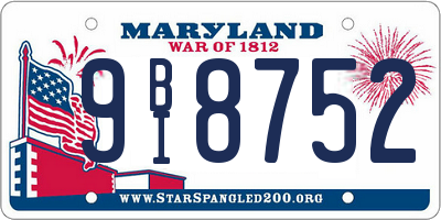 MD license plate 9BI8752