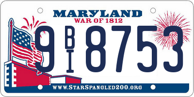 MD license plate 9BI8753