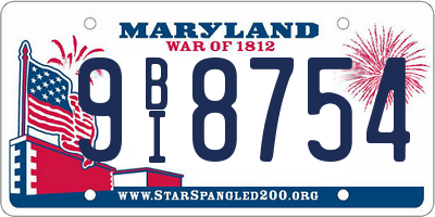 MD license plate 9BI8754
