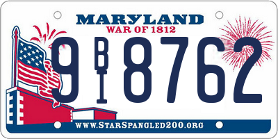 MD license plate 9BI8762