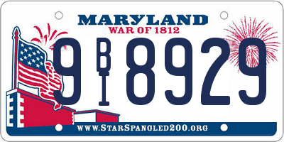 MD license plate 9BI8929