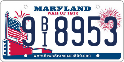 MD license plate 9BI8953