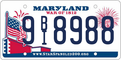 MD license plate 9BI8988