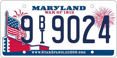 MD license plate 9BI9024