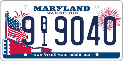 MD license plate 9BI9040