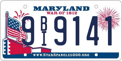 MD license plate 9BI9141