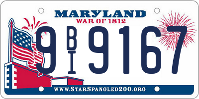 MD license plate 9BI9167