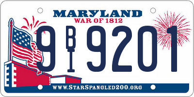 MD license plate 9BI9201