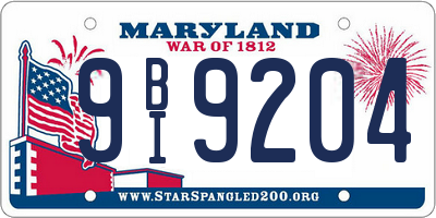 MD license plate 9BI9204