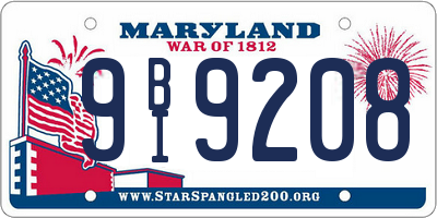 MD license plate 9BI9208