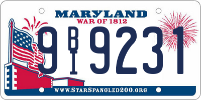 MD license plate 9BI9231