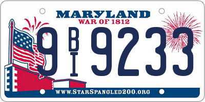 MD license plate 9BI9233