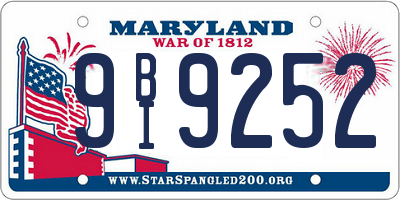 MD license plate 9BI9252