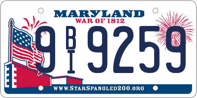 MD license plate 9BI9259
