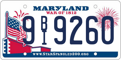 MD license plate 9BI9260