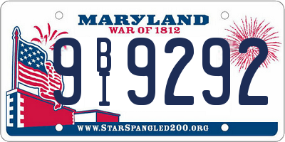 MD license plate 9BI9292