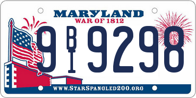 MD license plate 9BI9298