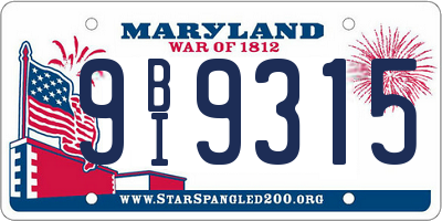 MD license plate 9BI9315