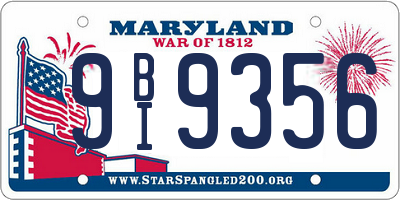 MD license plate 9BI9356