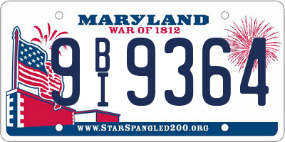 MD license plate 9BI9364