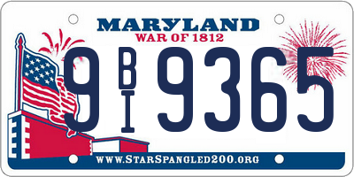 MD license plate 9BI9365