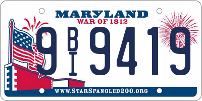 MD license plate 9BI9419