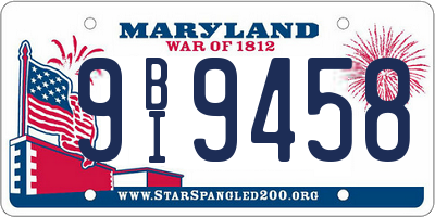 MD license plate 9BI9458