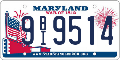 MD license plate 9BI9514