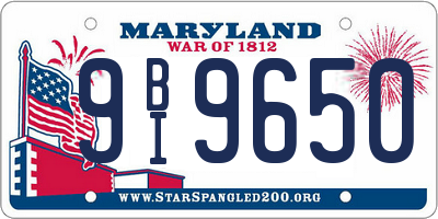 MD license plate 9BI9650