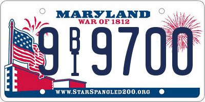 MD license plate 9BI9700