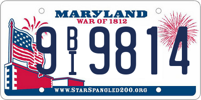 MD license plate 9BI9814