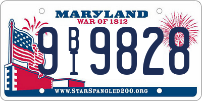 MD license plate 9BI9828