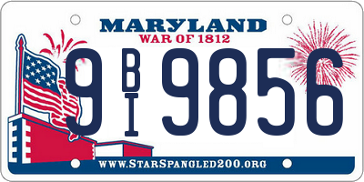 MD license plate 9BI9856