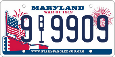 MD license plate 9BI9909