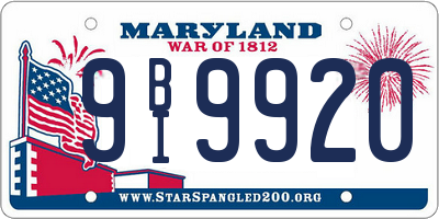 MD license plate 9BI9920