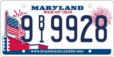 MD license plate 9BI9928