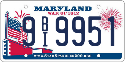 MD license plate 9BI9951